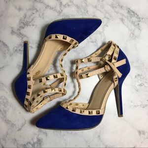 Blue studded heels